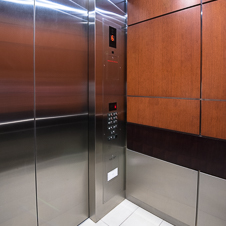 Thumbnail image of open elevator cab door at Extron  in Anaheim, California