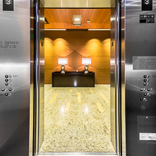 Thumbnail image of open elevator cab door at L.A. Live  in Los Angeles, California