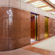 Thumbnail image of open elevator cab door at Center Tower  in Costa Mesa, California